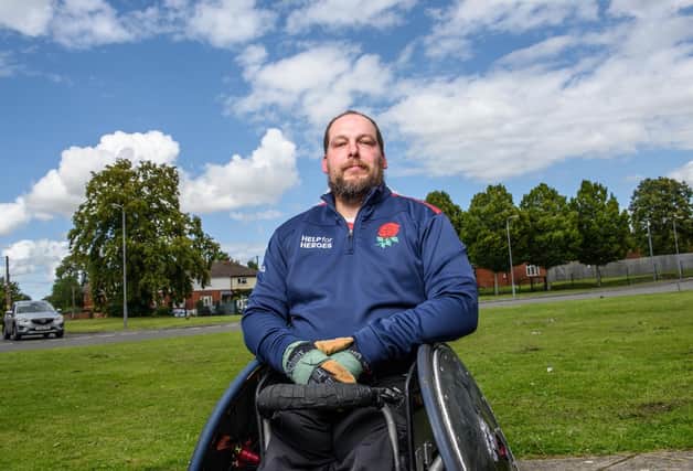 Tom Folwell, who plays top level wheelchair rugby after losing both legs on army service