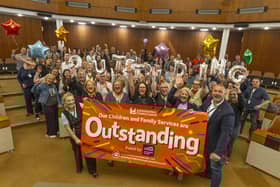 Staff at Leicestershire children and family services celebrate the 'outstanding' rating by Ofsted inspectors