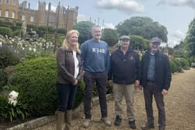 Belvoir Castle's head gardener, Andy Tudbury, Belvoir’s head gardener, with the panel of Peter Gibbs, Matthew Wilson and Bunny Guinness recording an episode of BBC Radio 4’s Gardeners’ Question Time