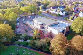 An aerial photo of Melton's Waterfield Leisure Centre PHOTO Mark @ Aerialview360