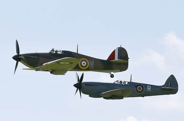 A Hawker Hurricane and a Supermarine Spitfire will make a flypast of Dame Vera Lynn's funeral procession (Photo: KIRSTY WIGGLESWORTH/AFP via Getty Images)