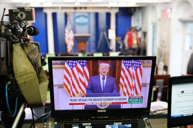 President Donald Trump delivered his farewell address to the nation via a video released on YouTube on 19 January (Photo: MANDEL NGAN / AFP) (Photo by MANDEL NGAN/AFP via Getty Images)