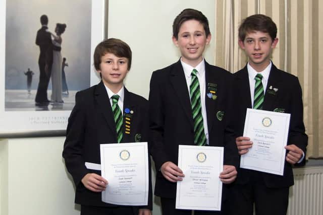 Winners: Catmose College's intermediate team A - Jack Barnett (chairperson), Oliver Williams (speaker) and Josh Sennett (proposer of the vote of thanks) PHOTO: Supplied