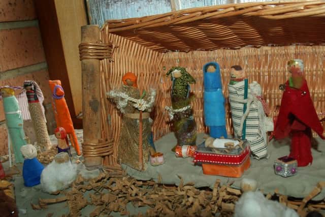 This traditional scene by Abigail Clayton is made from clothes pegs PHOTO: Tim Williams