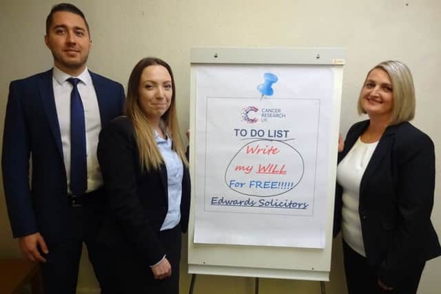 The team at Edwards Solicitors offering to help free of charge those whose New Years Resolutions might include writing their will, from left to right, Luke Gliwa, Luanne Morton and Lisa Moore PHOTO: Supplied