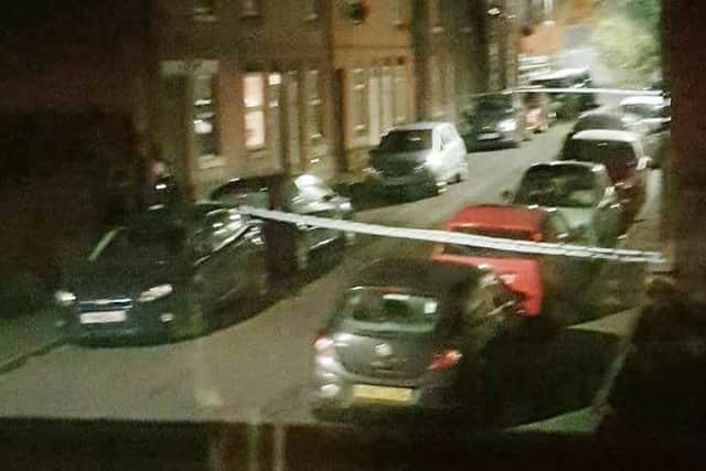 Police taped off Bishop Street in Melton to investigate an incident where a man was injured after being in collision with a car EMN-170612-112116001