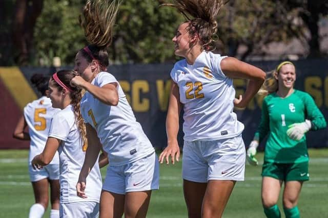 Ashleigh celebrates during her team's run to the NCAA final EMN-171219-173430002