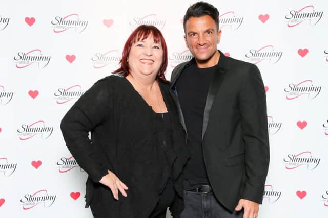 Slimming World manager Mandy Knapp meets singer and presenter Peter Andre PHOTO: Supplied