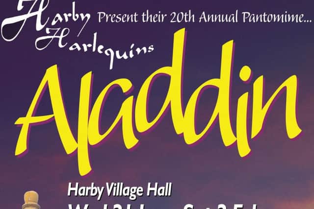 Harby Harlequins poster for Aladdin PHOTO: Supplied