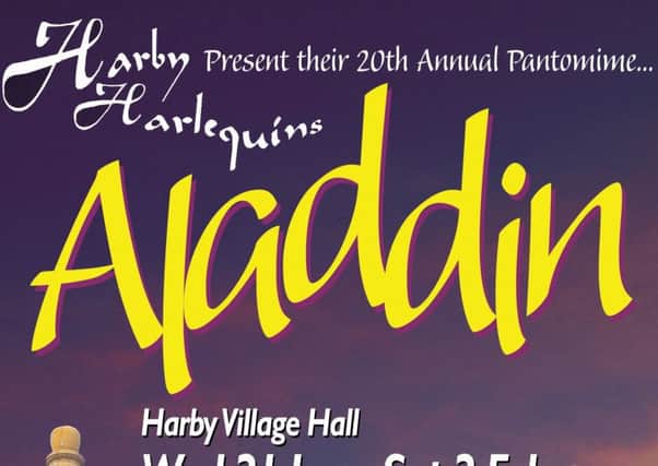 Harby Harlequins poster for Aladdin PHOTO: Supplied
