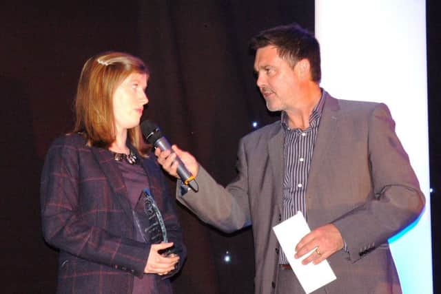 Paralympic and world champion sprinter Sophie hahn was our special geust at last years saports awards night - here talking over her Rio prospects with Ivan Gaskell EMN-180901-171034002
