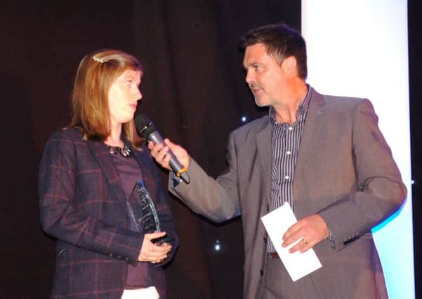 Paralympic and world champion sprinter Sophie hahn was our special geust at last years saports awards night - here talking over her Rio prospects with Ivan Gaskell EMN-180901-171034002