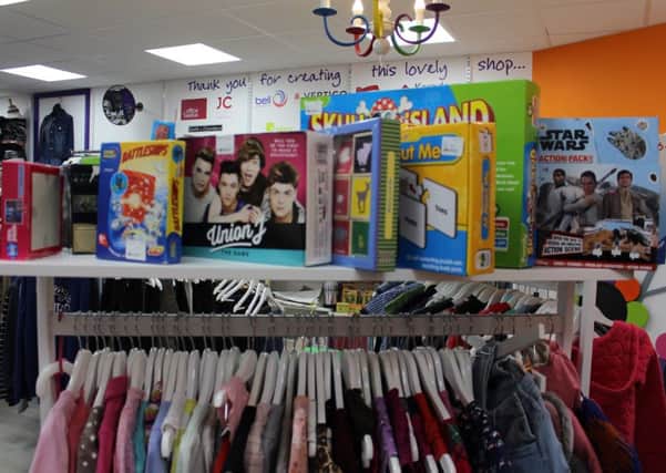 Donated stock on the shelves in Rainbows shop Melton PHOTO: Supplied