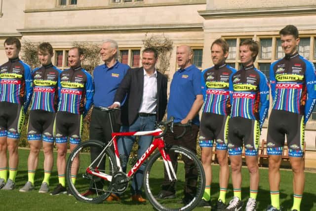 Metaltek Kuota team at their official season launch Stapleford Park with team owner Andy Swain (in jacket) and coach Colin Sturgess to his right EMN-170316-145850002