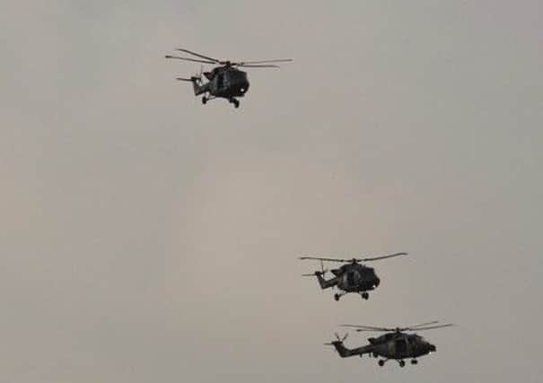 Four Lynx helicopters wihich buzzed Tilton in a commemorative flypast to mark the aircraft's decommissioning
PHOTO ROGER STOCKS EMN-180117-123619001