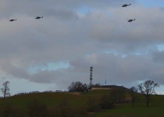 Four Lynx helicopters wihich buzzed Tilton in a commemorative flypast to mark the aircraft's decommissioning
PHOTO ROGER STOCKS EMN-180117-123629001