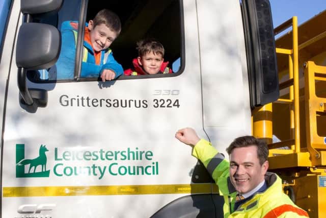 Ben Rutherford and Easton Szymanski with councillor Blake Pain sat in Grittersaurus PHOTO: Supplied