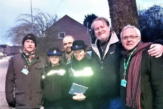 Police officers take part in a Patch Walk around Melton with members of Melton Matters and borough councillor Alan Pearson EMN-181201-111310001