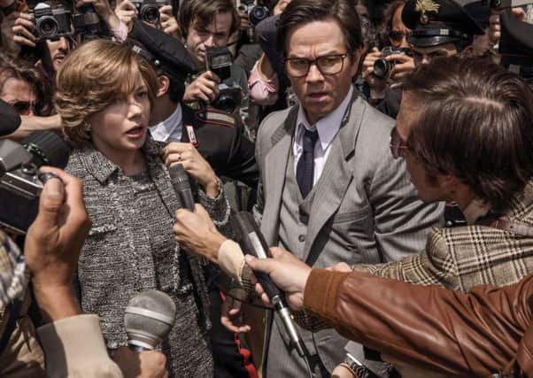 Michelle Williams as Abigail Getty and Mark Wahlberg as Fletcher Chace PHOTO: PA Photo/Sony Pictures Releasing/All The Money US, LLC/Fabio Lovino