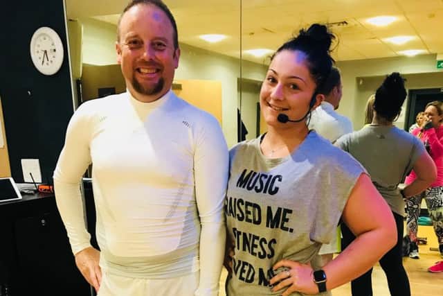 Waterfield Leisure Centre member Stephen Allsop, who says fitness sessions have significantly eased his feeling of depression, with instructor Nicole Eastman EMN-180129-140547001