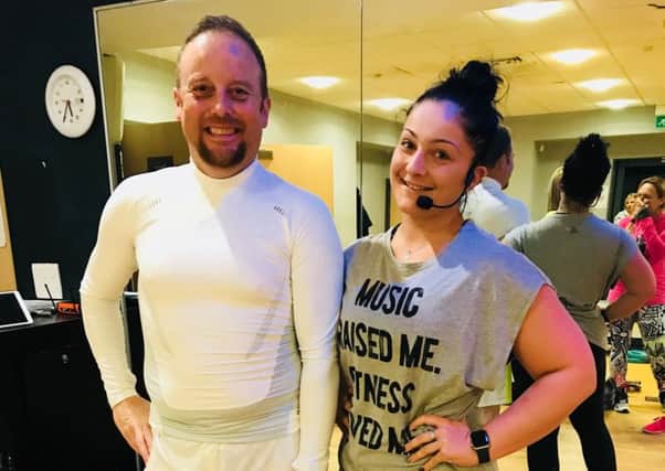 Waterfield Leisure Centre member Stephen Allsop, who says fitness sessions have significantly eased his feeling of depression, with instructor Nicole Eastman EMN-180129-140547001