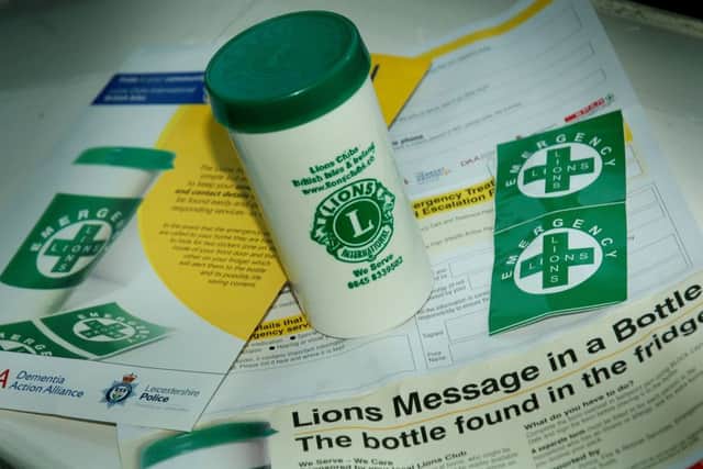 One of the special bottles being given out at Melton police station to vulnerable residents EMN-180129-141431001