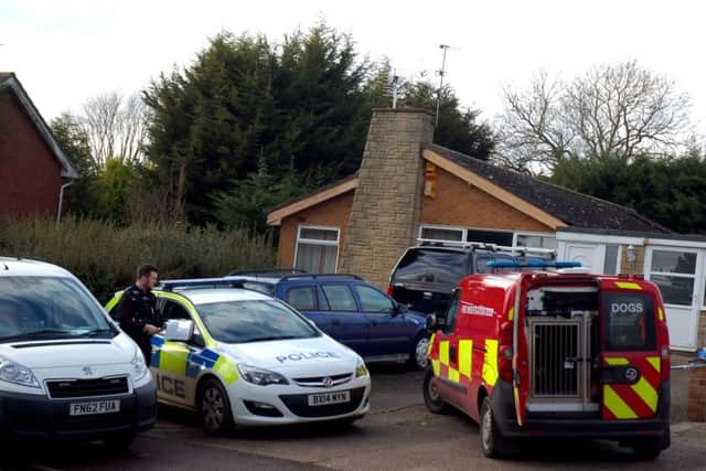 The scene this week outside the bungalow in Station Lane, Asfordby, where a blaze is the subject of an investigation by police and the fire service EMN-180602-101534001