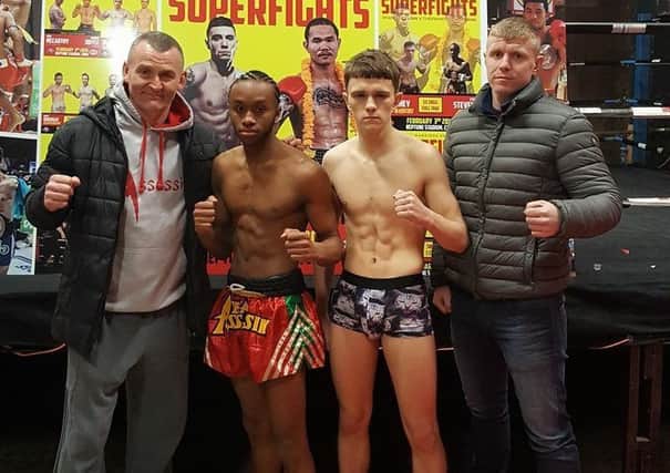Tyree with promoter Mark Barlow (left) and Irish opponent EMN-180702-110508002