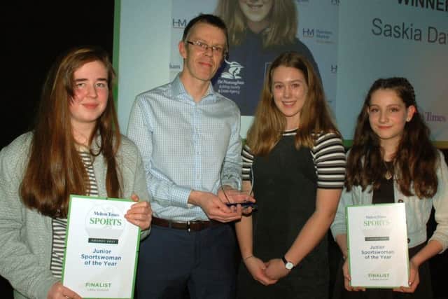 Junior Sportswoman of the Year Saskia Davies with finalists Libby Duncan (left) and Isabelle Pymm (right) EMN-180802-225731002