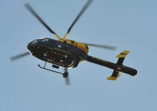 The police helicopter was dispatched to help pursue a suspect EMN-180902-170730001