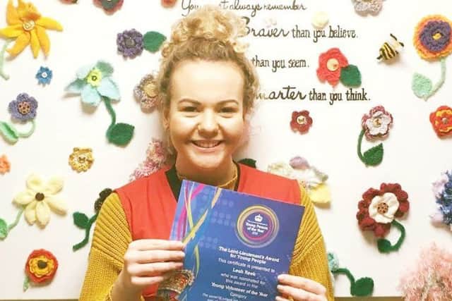 Leah was officially recognized for her voluntary work for LOROS EMN-180227-124802001