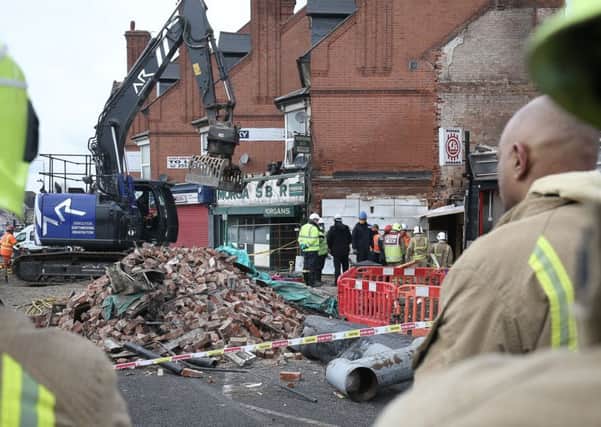 Emergency services at the scene on Hinckley Road in Leicester, where police have named five victims of the explosion. PRESS ASSOCIATION Photo. Picture date: Tuesday February 27, 2018. Mary Rajoobeer, 46, Shane Rajoobeer, 18, Sean Rajoobeer, 17, Leah Beth Reek, 18, and Viktorija Ljevleva are still officially missing. See PA story POLICE Explosion. Photo credit should read: Aaron Chown/PA Wire EMN-180228-085048001