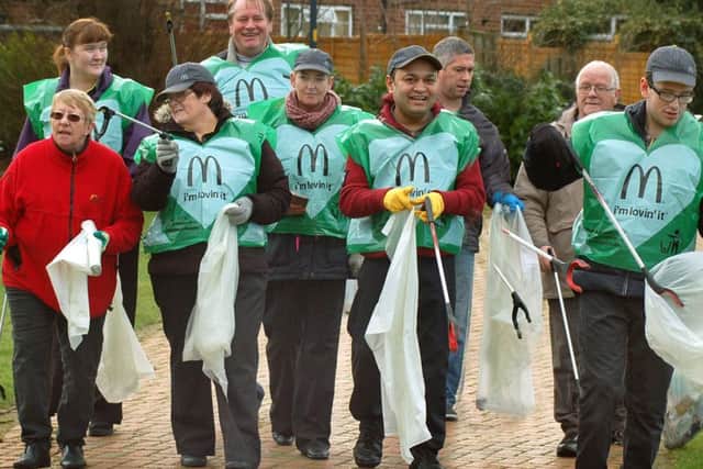 Melton councillors and staff from MacDonald's join forces to pick litter from Melton streets EMN-180103-131832001