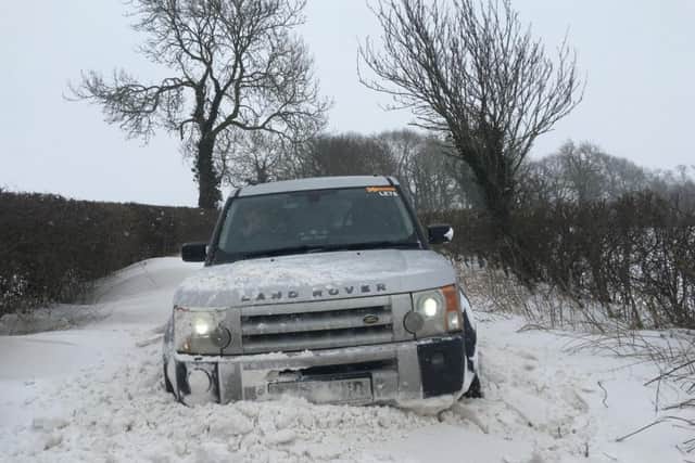 A photo which shows the huge drifts on the A607 near Croxton Kerrial, near Melton, which was taken by Phillip Payne of the Leicestershire and Rutland 4x4 Response team EMN-180503-144606001