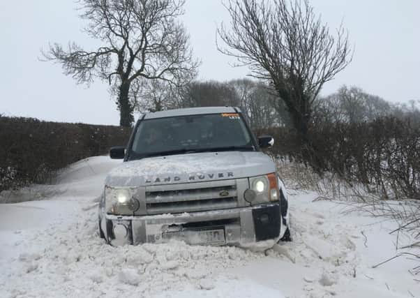 A photo which shows the huge drifts on the A607 near Croxton Kerrial, near Melton, which was taken by Phillip Payne of the Leicestershire and Rutland 4x4 Response team EMN-180503-144606001