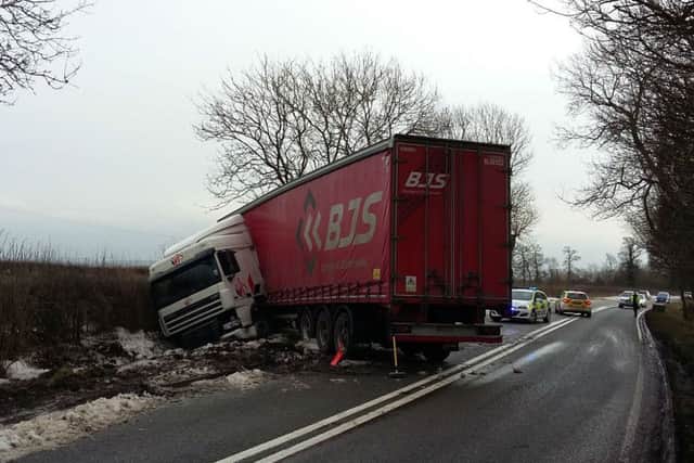 The A607 at Waltham was blocked after this lorry jack-knifed this afternoon. EMN-180503-175829001