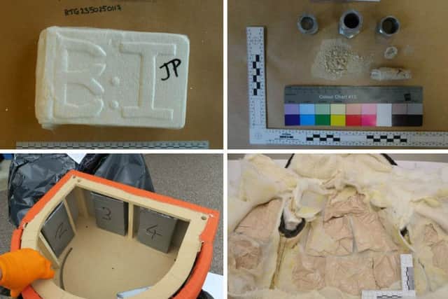 Images of objects a gang hid drugs in as part of a plot to flood Leicestershire with £10million worth of class A drugs
PHOTO LEICESTERSHIRE POLICE EMN-180316-172645001
