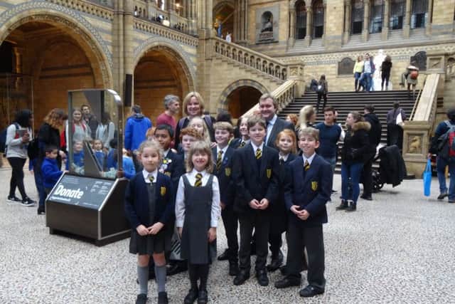Colston Bassett schoolchildren await the decision of the judges at the Natural History Museum PHOTO: Supplied
