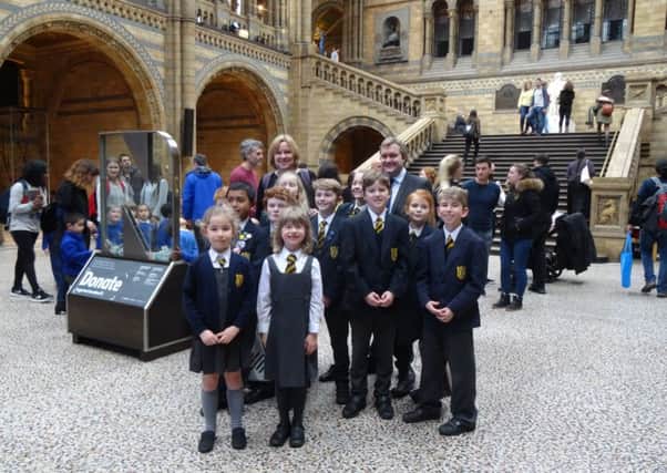 Colston Bassett schoolchildren await the decision of the judges at the Natural History Museum PHOTO: Supplied