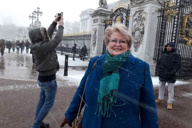 Sabrina Tate in front of Buckingham Palace PHOTO: Supplied
