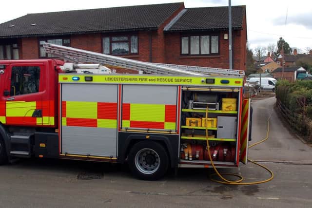 A fire crew from Melton at the scene of a garage blaze i Ankle Hill, Melton. Picture: Tim Williams