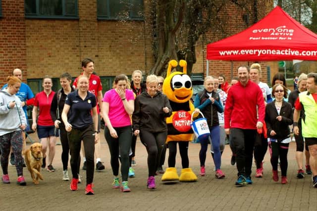 Sport Relief runners and walkers are joined by Waterfield staff and Bee Active at the start PHOTO: Tim Williams