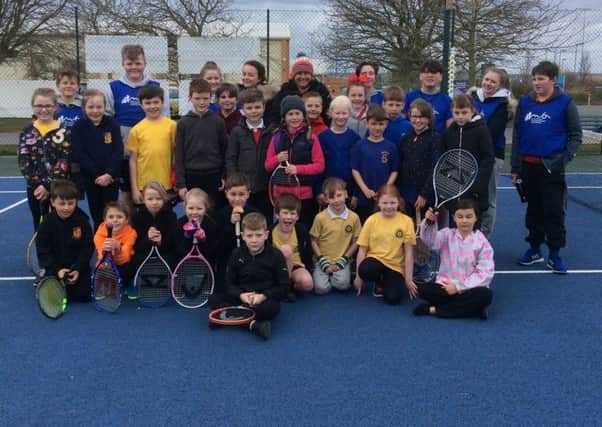 Year 3 and 4 teams at the Melton and Belvoir Schools Tennis Championships EMN-180330-180904002