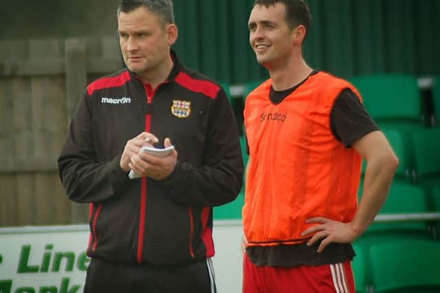 Town goalscorer Zak Ginvert with manager Shane Jarram EMN-180904-093248002