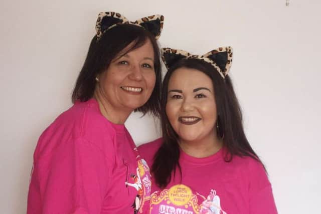 Joanne Reek, and daughter Molly, who walked the Twilight 10K for LOROS in memory of daughter Leah Reek, who was killed in a Leicester explosion EMN-180417-161711001