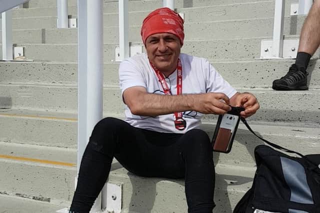 Richard at the finish line of last year's London to Brighton Challenge PHOTO: Supplied