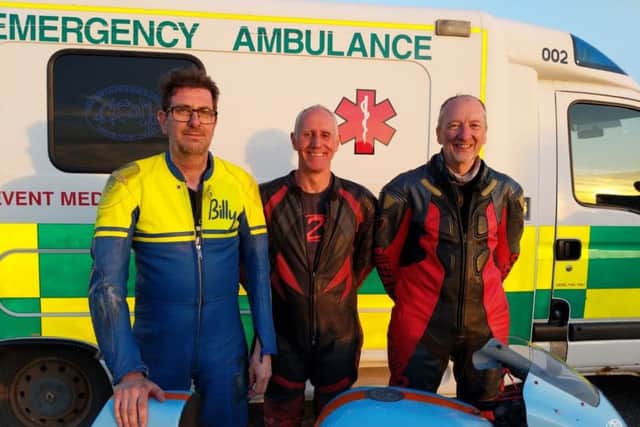 Richard Scott, Ian Arnold and Pat Bramman, from Whissendine, who have shattered 50-year-old land speed records EMN-180420-145919001