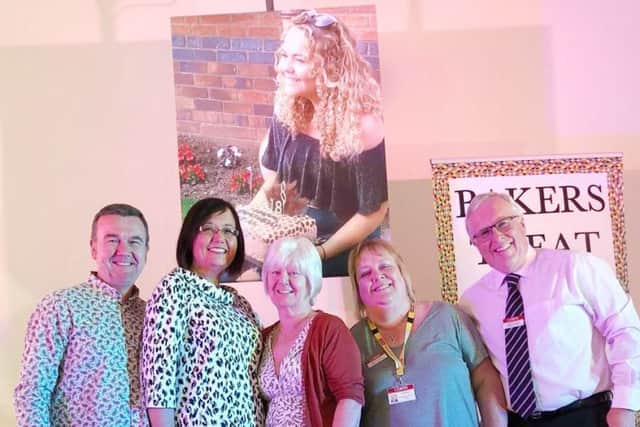 Pictured at a charity fundraiser at Asfordby in memory of Leah Reek are Leah's parents, John and Jo, organiser Kathryn Gregory and LOROS representatives Janet Manuel and Adrian Walker EMN-180424-110651001