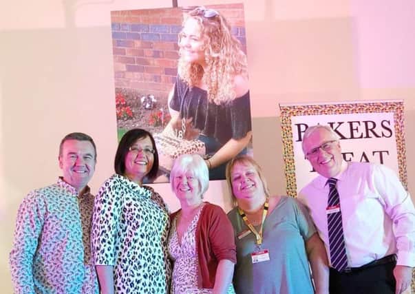 Pictured at a charity fundraiser at Asfordby in memory of Leah Reek are Leah's parents, John and Jo, organiser Kathryn Gregory and LOROS representatives Janet Manuel and Adrian Walker EMN-180424-110651001