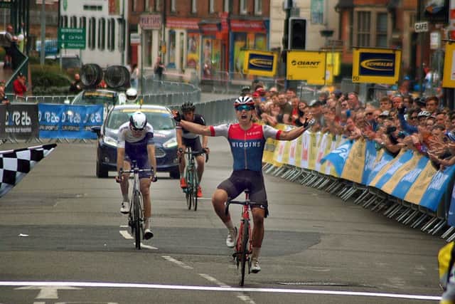 Gabriel Cullaigh celebrates his winning moment in a packed Sherrard Street EMN-180424-124645002